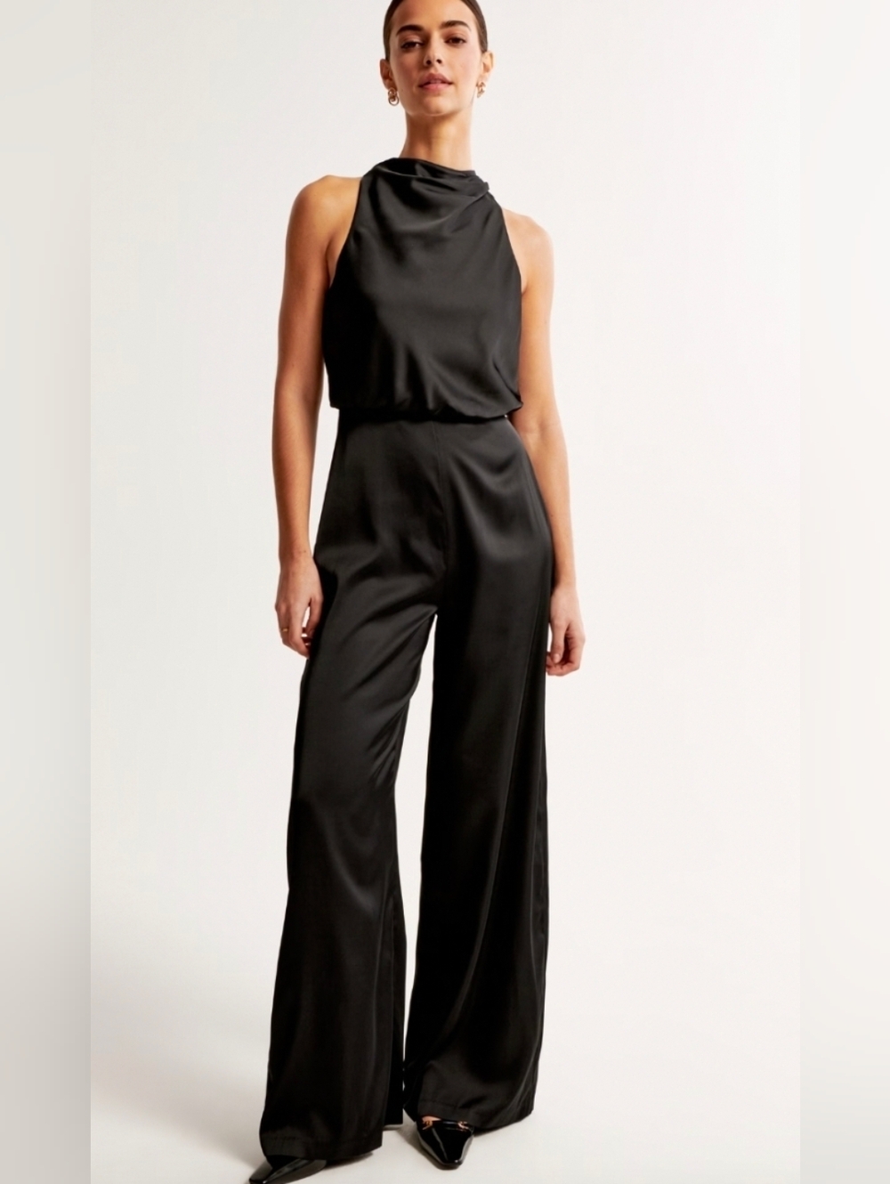 Abercrombie & Fitch Black Sleeveless Wide-Leg Jumpsuit Size L NWT - Picture 7 of 16